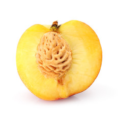 natural peach fruit cut isolated on white