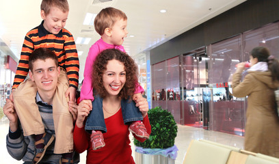 family shoppers in store
