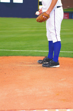 Baseball Pitcher On The Mound, Starting Throwing Motion