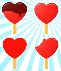 Ice lolly or popsicle - heart shape