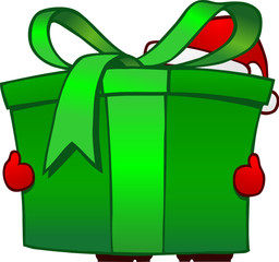 Santa with green parcel