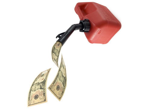 gas can pouring money
