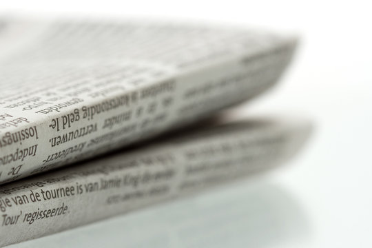 Folded newspaper - Close-up - focus on foreground