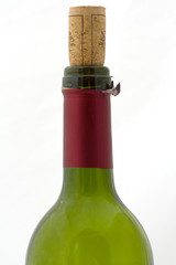 Top of empty wine bottle with real cork
