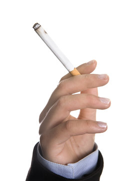 woman hand holding cigarette