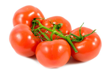 Fresh tomatoes  isolated on a white background.