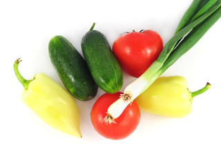 Fototapeta na wymiar cucumber tomato bulb pepper vegetable food