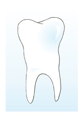 Vektor Illustration Zahn auf hellblauem Hintergrund