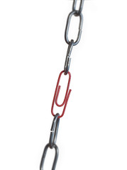 Metal chain with paper clip