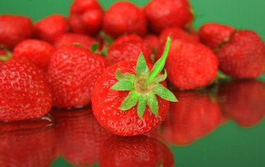 strawberry over green