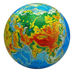 globe, in a center Eurasia