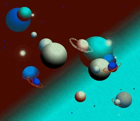 Photo sur Plexiglas Cosmos Planètes et étoiles colorées