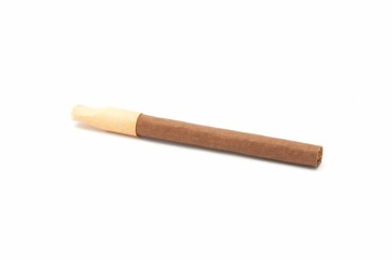 Cigar with a wooden mouthpiece