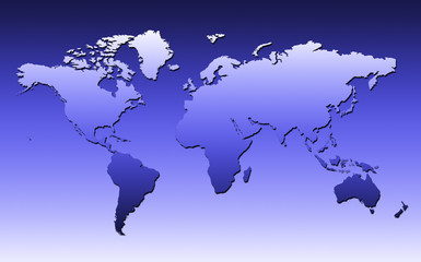 World Map In Blue