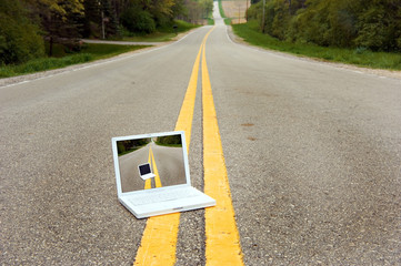 Laptop Computer in the Road