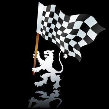 Heraldic Lion With Formula One Flag