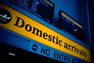 Airport arrival sign