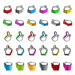Brushed aluminium prints Pixel Collection of browsing hand cursors in perspective