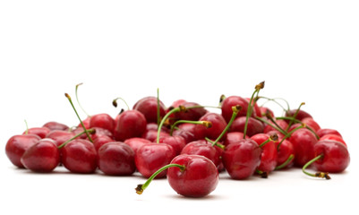 fresh wet cherry on white background