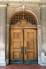 old wooden church door, slightly open