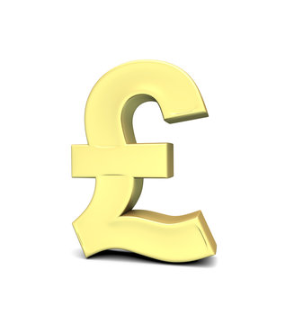 Pound currency symbol on white background with clipping path