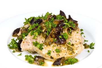 Roasted Pork Chops with Prunes and Capers