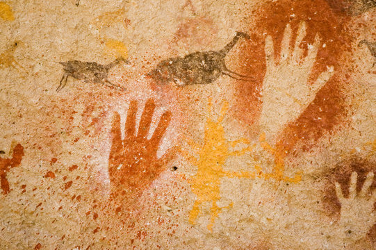 Ancient cave paintings in Patagonia, Argentina..