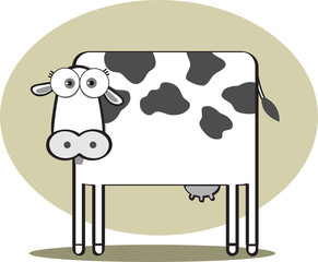 Cartoon Cow in black and white