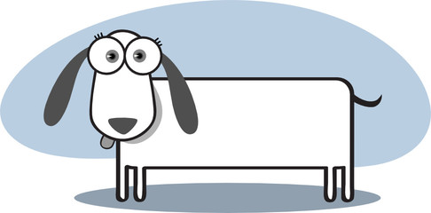 Cartoon Dog in Black and White