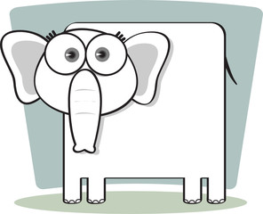 Cartoon Elephant in Black and White