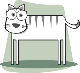 Cartoon Cat in Black and White