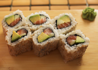 Rolls with shrimp, crab and avocado