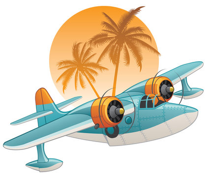Seaplane on the tropical background