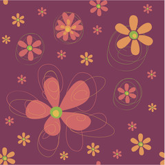 Seamless background with funky flowers
