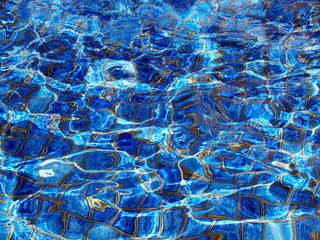 Blue tiles under water waves distorted