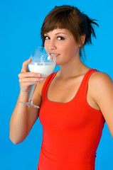Frau, Girl mit Milch