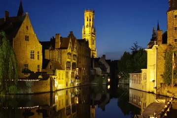 Papier Peint photo Canal Rozenhoedkaai, one of the landmarks of Bruges
