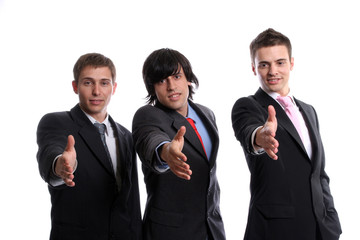 Business team, offering to shake hands