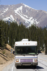 RV driving the mountains
