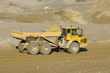 Yellow mining dump truck