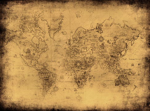 Fototapeta ancient map of the world.