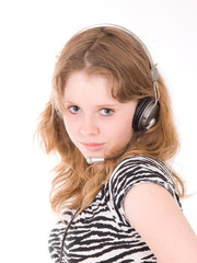teenager girl with headset