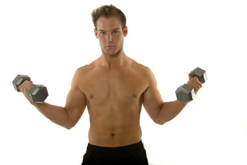 Young body builder male exercising