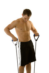 Young body builder man excercising