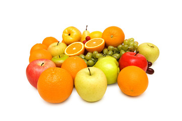 Various fruits isolated on the white background