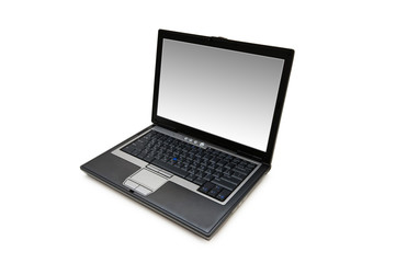 Silver laptop isolated on the white background
