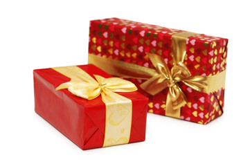 Two giftboxes isolated on the white background