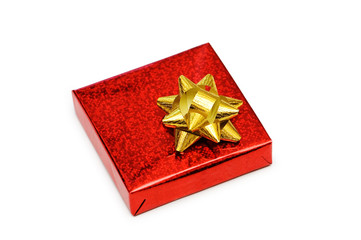 Red giftbox isolated on thw white background