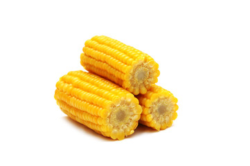 Three corn cobs isolated on the white background