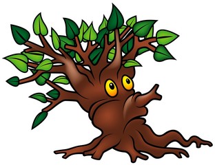 Fototapeta premium Green Shrub - detailed cartoon illustration